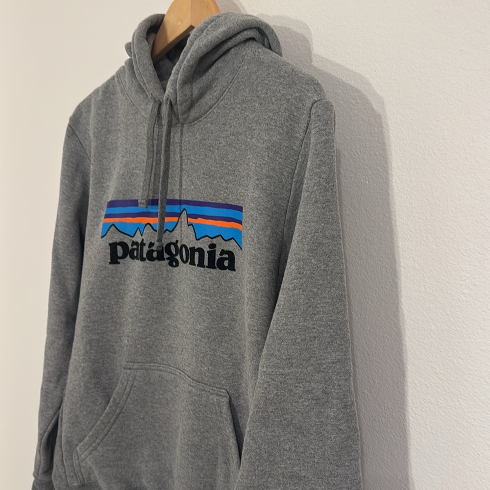 Patagonia Logo Uprisal Hoodie Gray Size Small Womens XS Men’s EUC - Picture 3 of 7